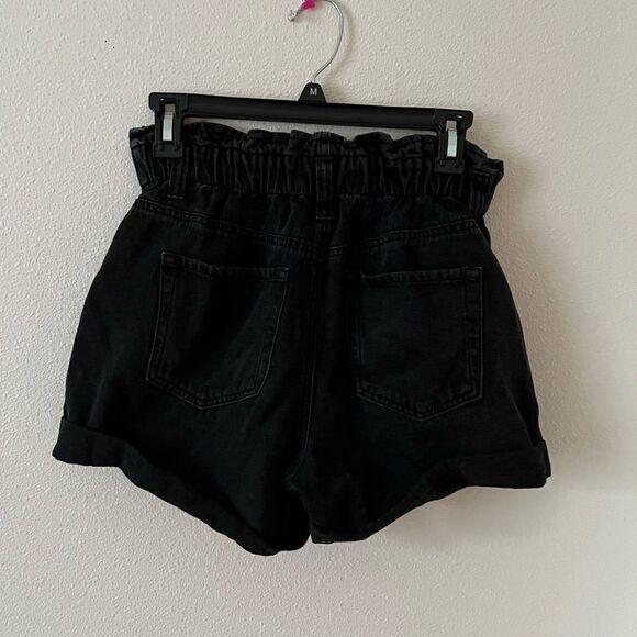 Forever 21 BLACK DENIM PAPERBAG SHORTS sz M - Picture 6 of 6